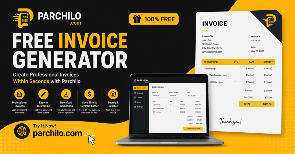 Free invoice generator by Parchilo for creating professional invoices